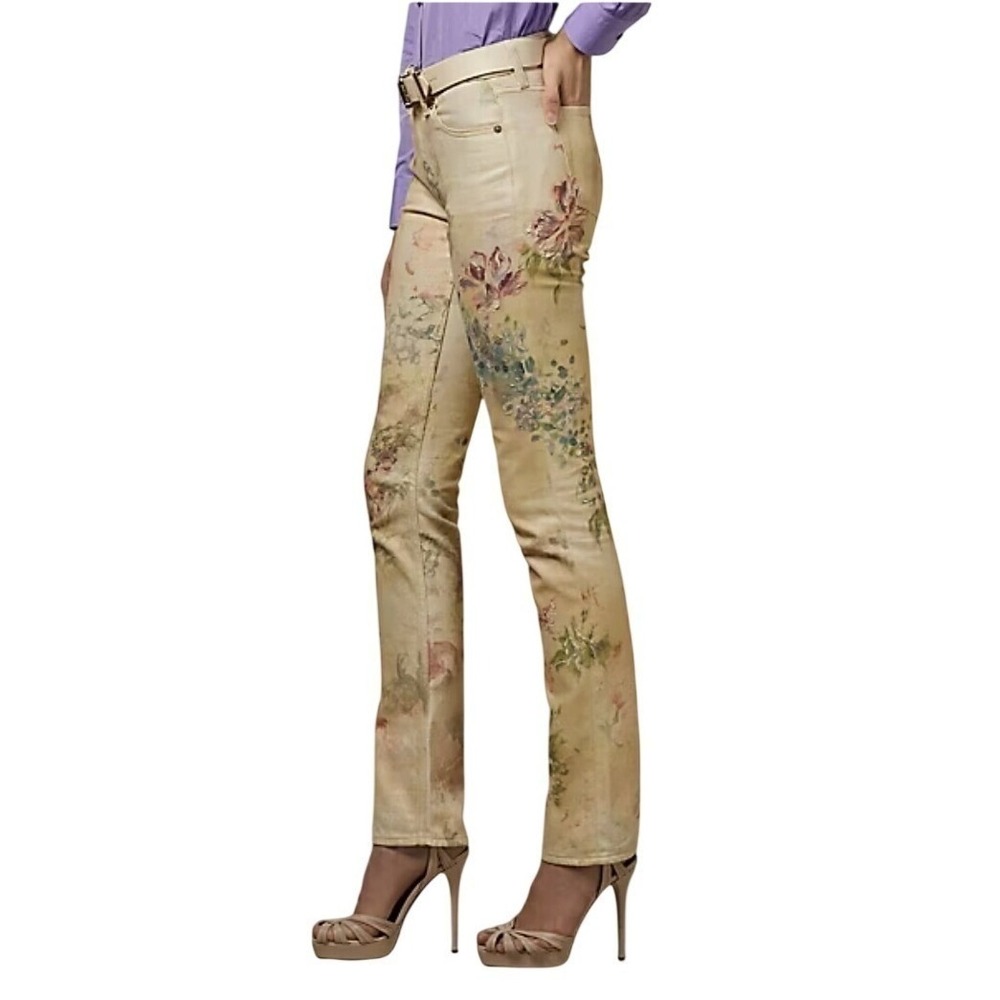 Ralph Lauren PL Collection Floral 160 Slim Denim‎ Jean Hand-Painted Size 28 NWOT